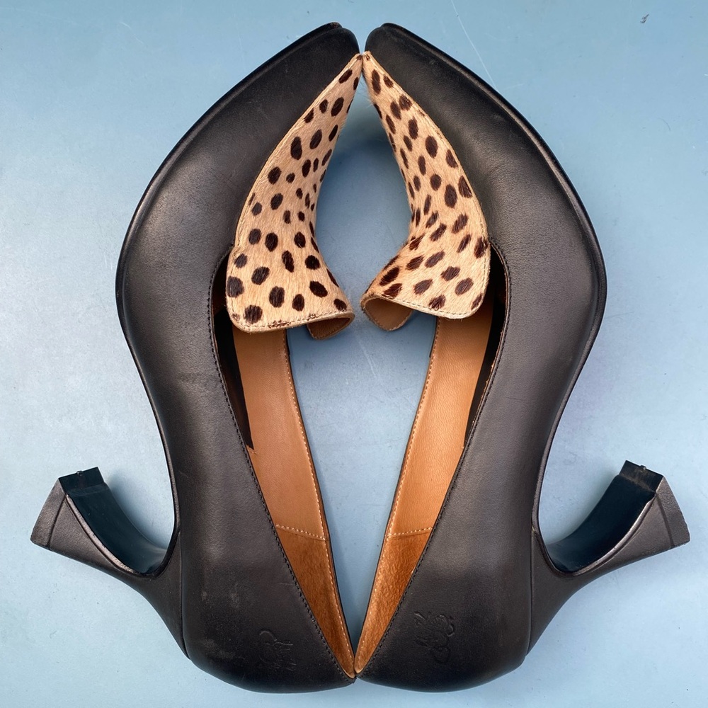 John Fluevog Big Presence Davis Leopard Black Textured Loafer Heel - US Size 7 - Picture 3 of 11